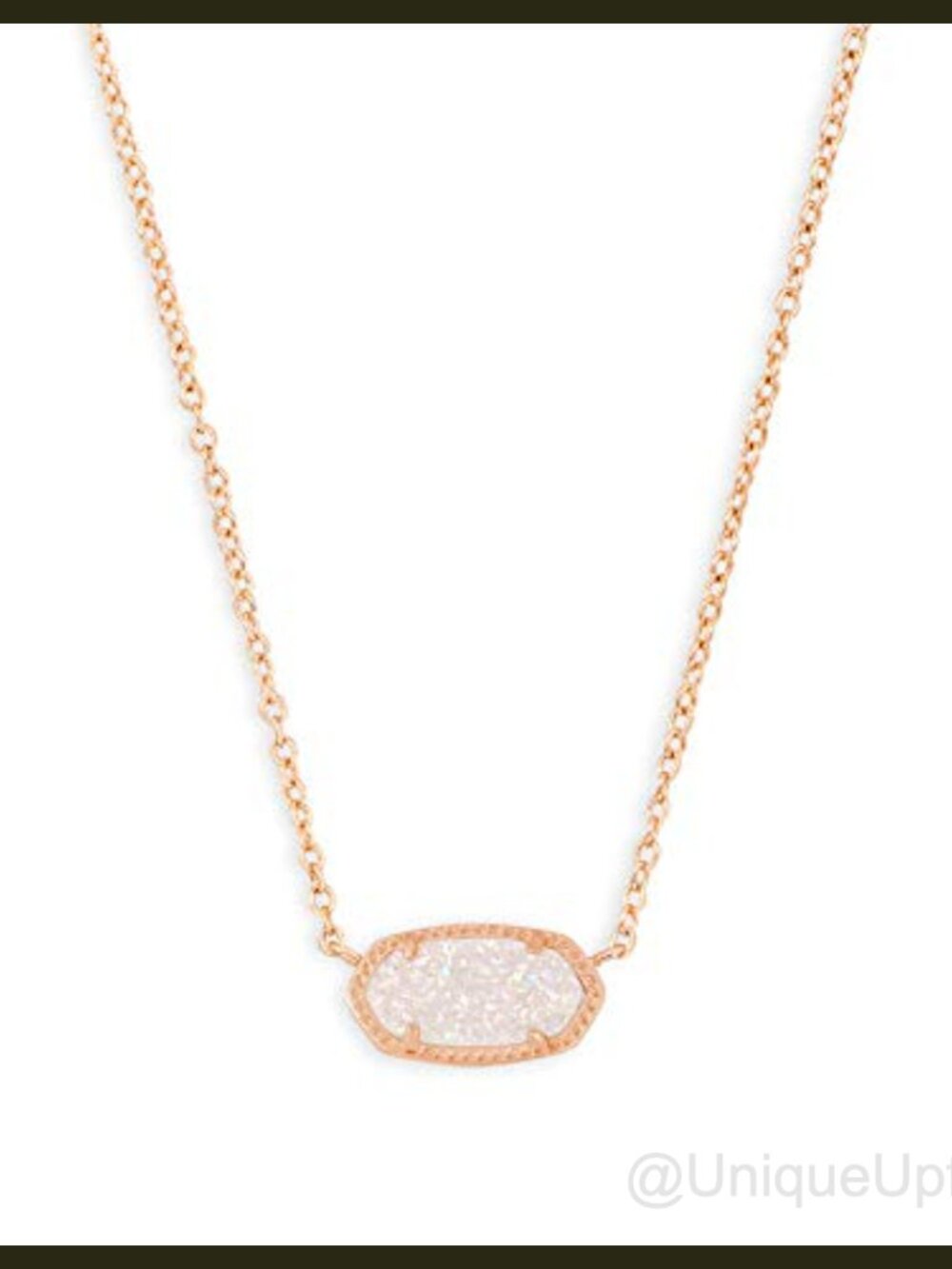 14k Gold-Plated Pendant Necklace with Iridescent Drusy Stone and Extender